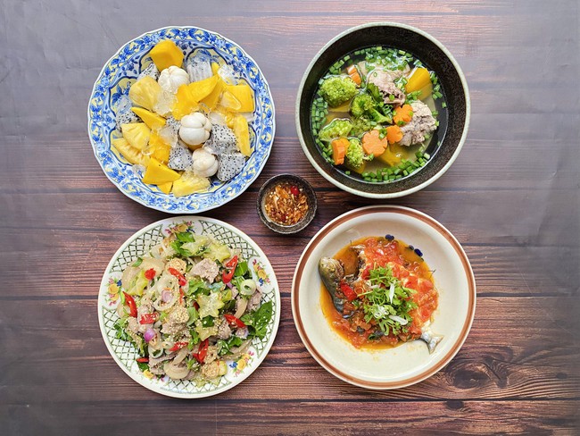 Mâm cơm của chị Vũ Thu Hương